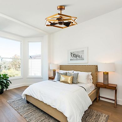 31" Antique Gold Unique Ceiling Fan with LED Light and Remote