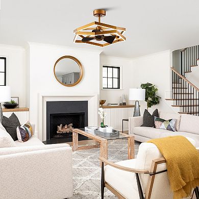 31" Antique Gold Unique Ceiling Fan with LED Light and Remote