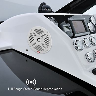 Pyle 6.5'' Bluetooth Marine Speakers, 2-Way Coaxial Amplified System (PLMRBT65W) - Waterproof