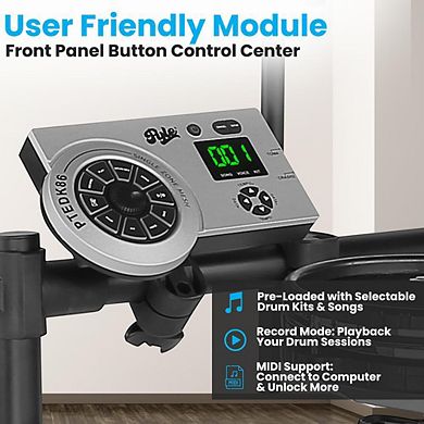 Pyle Compact Roll-Up Electronic Drum Kit with MIDI & Foot Pedals - PTEDK86