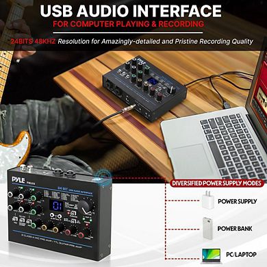 Pyle Professional USB Audio Interface with Preset Effects (PMUX9) - Compact Design