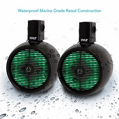 Pyle 8.0'' Waterproof Rated Marine Tower Speakers with LED Lights (PLMRWB858LE) - Black