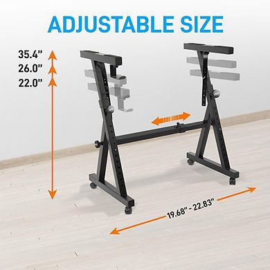 Pyle Heavy-Duty Z-Style Keyboard Stand, Adjustable Height/Width, Locking Wheels, Portable