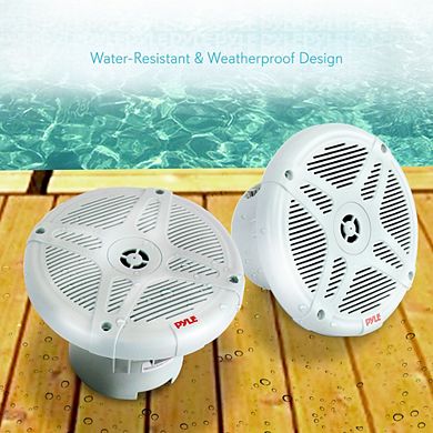 Pyle 6.5'' Waterproof Marine Speakers 600W Coaxial 2-Way Stereo (PLMR652W) - White