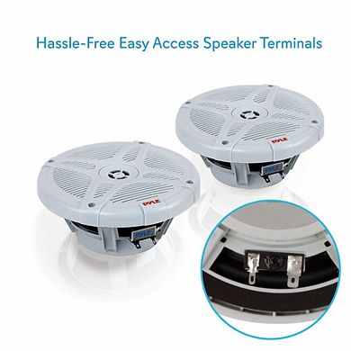 Pyle 6.5'' Waterproof Marine Speakers 600W Coaxial 2-Way Stereo (PLMR652W) - White