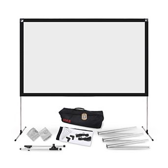 Pyle 80'' Portable Outdoor Projection Screen with Frame Stand - Matte White