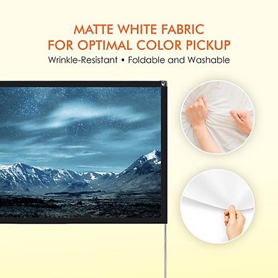 Pyle 80'' Portable Outdoor Projection Screen with Frame Stand - Matte White
