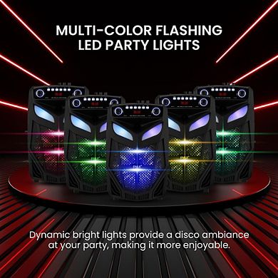 Pyle Portable Bluetooth PA Speaker System- 12” Bluetooth Speaker, FM Radio, Wireless microphone