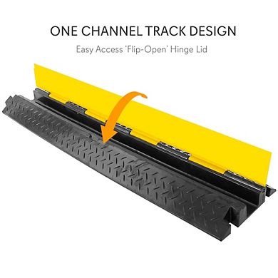 Pyle Cable Protector Cover Ramp - 1-Channel Safety Track with Flip-Open Lid (PCBLCO102) - Yellow