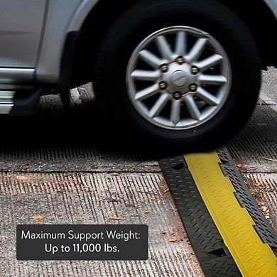 Pyle Cable Protector Cover Ramp - 1-Channel Safety Track with Flip-Open Lid (PCBLCO102) - Yellow