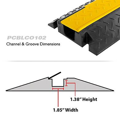 Pyle Cable Protector Cover Ramp - 1-Channel Safety Track with Flip-Open Lid (PCBLCO102) - Yellow