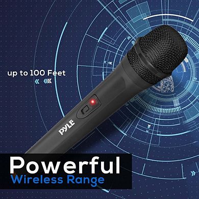 Pyle Portable VHF Wireless Microphone System, Handheld Dynamic Mic, Receiver, Karaoke