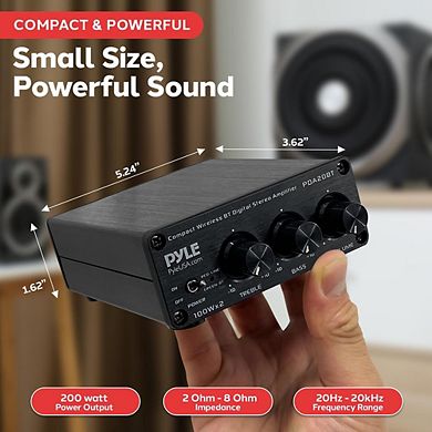 Pyle Compact Bluetooth Stereo Power Amplifier (PDA20BT) - 200W, Mini Amp System with RCA Input