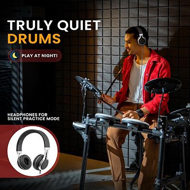 Pyle Electric Drum Set with MIDI Connection & Headphones (PEDKITPRO62) - Compact Design