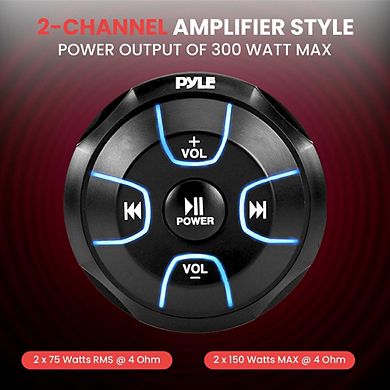 Pyle Amplified Bluetooth Audio Controller - Waterproof Marine Receiver Control Unit (PLMRBT18)