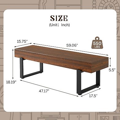 59" Versatile Wood Bench Table Benches