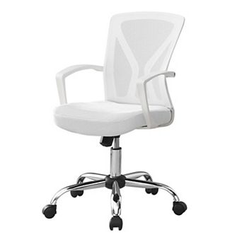 Office Chair Adjustable Height Swivel Ergonomic Armrests White Mesh Chrome Metal