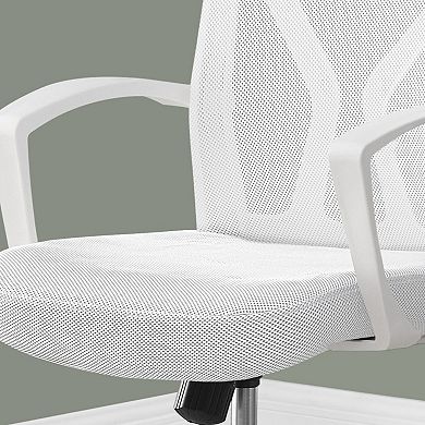 Office Chair Adjustable Height Swivel Ergonomic Armrests White Mesh Chrome Metal