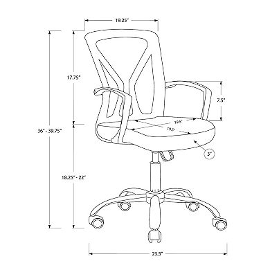 Office Chair Adjustable Height Swivel Ergonomic Armrests White Mesh Chrome Metal