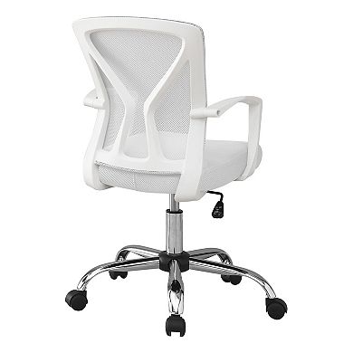 Office Chair Adjustable Height Swivel Ergonomic Armrests White Mesh Chrome Metal