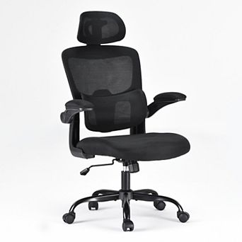 Ergonomic Office Chair High Back Desk Chair with Flip-Up Armrest and Adjustable Lumbar Support