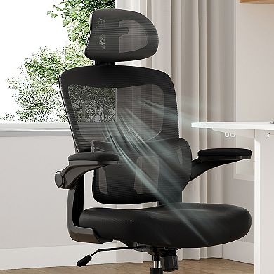 Ergonomic Office Chair High Back Desk Chair with Flip-Up Armrest and Adjustable Lumbar Support