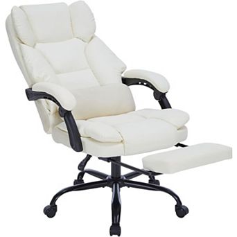 Executive Office Chair with Foot Rest Arms Reclining Computer Chair with Wheels and Lumbar Support