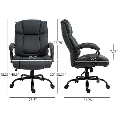 Big Tall Executive Office Chair 485lbs with Wide Seat Adjustable Height Swivel Wheels Charcoal Grey