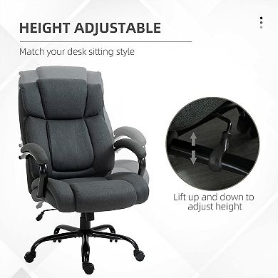 Big Tall Executive Office Chair 485lbs with Wide Seat Adjustable Height Swivel Wheels Charcoal Grey