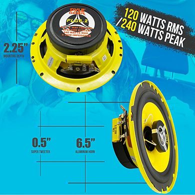 Pyle 6.5'' 240W Two-Way Component Car Speakers with Neodymium Tweeter and Custom Grills PLG6.2