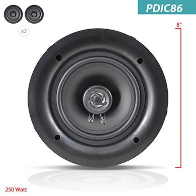Pyle 8" Ceiling/Wall 2-Way Full Range Speakers Pair 250W (PDIC86)
