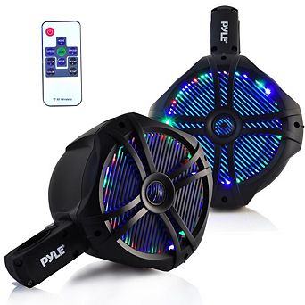 Pyle 8'' Dual Marine Wakeboard Speakers with LED Lights (PLMRWB85LEB) - Black
