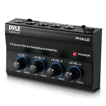 Pyle PHA40 4-Channel Stereo Headphone Amplifier with Volume Control - Compact