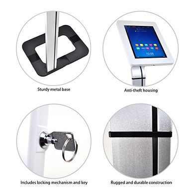Pyle Tablet Security Stand, Adjustable Clamp Arm, Anti-Theft Design for iPads & Tablets, Floor
