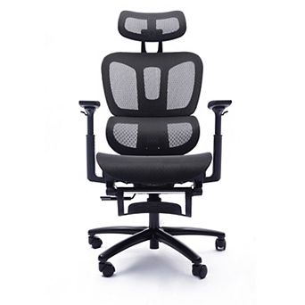Adjustable Ergonomic Black Mesh Office Chair with Headrest and Footrest Conference Computer Chair