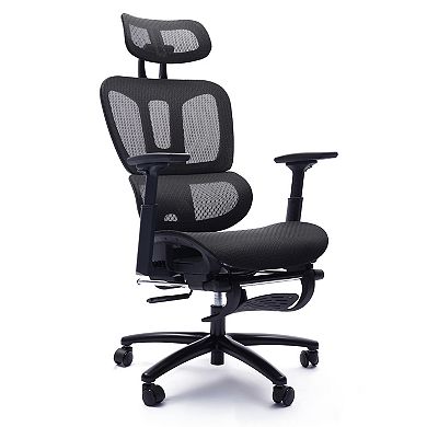 Adjustable Ergonomic Black Mesh Office Chair with Headrest and Footrest Conference Computer Chair