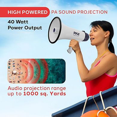 Pyle Portable Megaphone Speaker with Rechargeable Battery, 10 Second Memory & Siren Mode - PMP45R