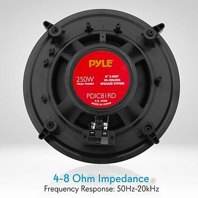 Pyle 8" 2-Way Ceiling/Wall Speakers Pair 250W Flush Mount