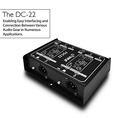 Pyle PDC22 Premium Dual Direct Injection Audio Box - 1/4'' Instrument to XLR