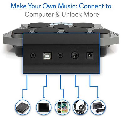 Pyle PTED06 Tabletop Electronic Drum Kit with 7 Touch-Sensitive Pads & Foot Pedals