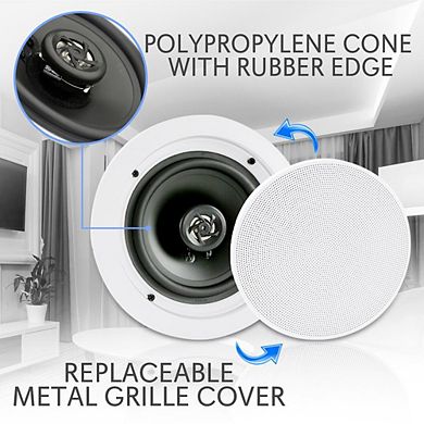 Pyle 8" Bluetooth In-Wall/Ceiling 2-Way Speakers 250W Stereo Pair (PDICBT852RD)