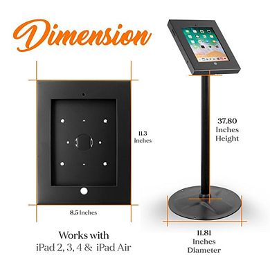 Pyle Anti-Theft Tablet Security Stand Kiosk for iPad 2-4 & Air, Aluminum Holder with 37.8" Pole