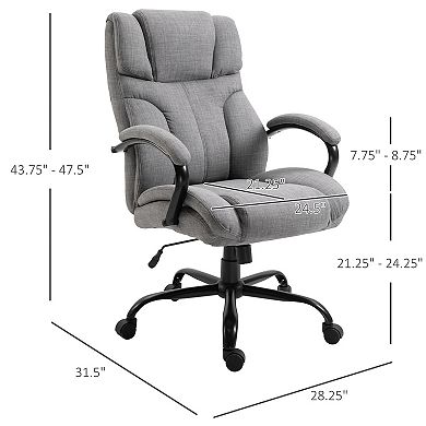 500lbs Office Chair with Wide Seat Adjustable Height Swivel Wheels and Linen Finish Light Grey