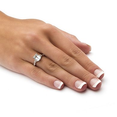 PalmBeach Jewelry 1.40 TCW Emerald-Cut Genuine Aquamarine Ring