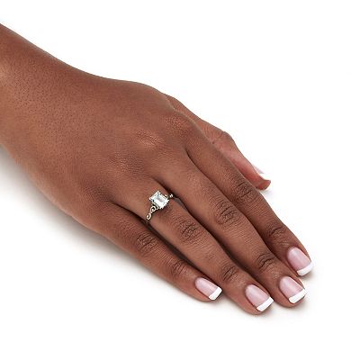 PalmBeach Jewelry 1.40 TCW Emerald-Cut Genuine Aquamarine Ring