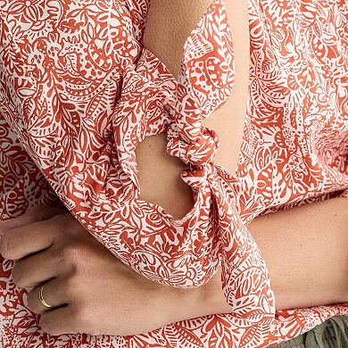 Women's Croft & Barrow Tie Sleeve Splitneck Top