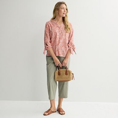 Women's Croft & Barrow Tie Sleeve Splitneck Top
