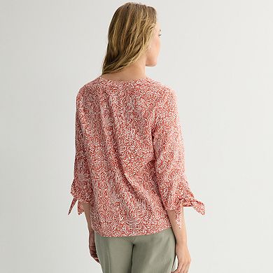 Women's Croft & Barrow Tie Sleeve Splitneck Top