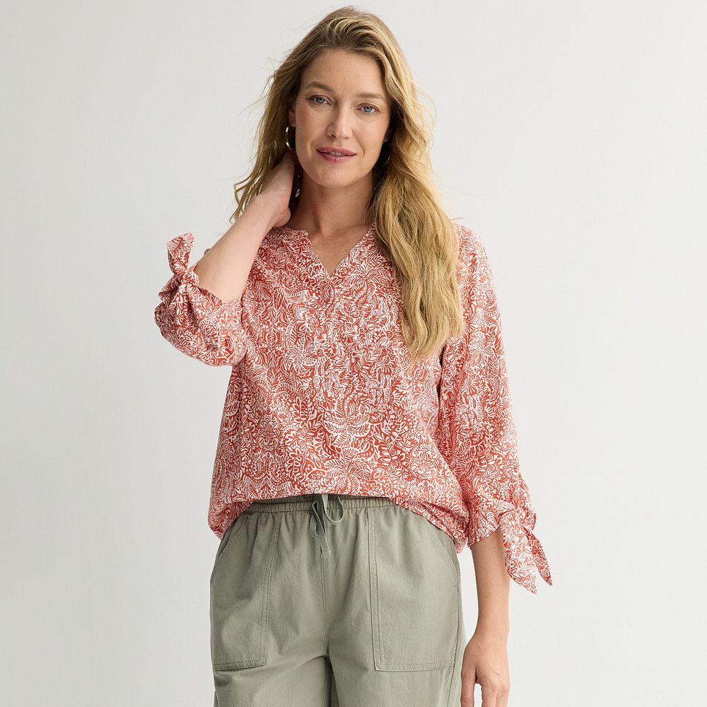 トップス theredthread S symbol bicolor tops Women's Croft & Barrow® Tie Sleeve Splitneck Top