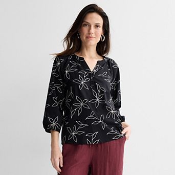 Women's Croft & Barrow® Drapey Short Sleeve Crew Top